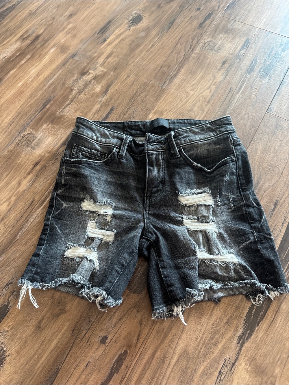 Buckle Black Distressed Denim Jean Shorts